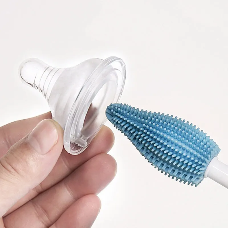 3 Pcs Blue Silicone Rubber Baby Bottle Cleaning Brush Sets Bottle Brush Bottle Cleaning Brush Cleaning Brush Cleaning Brush Set