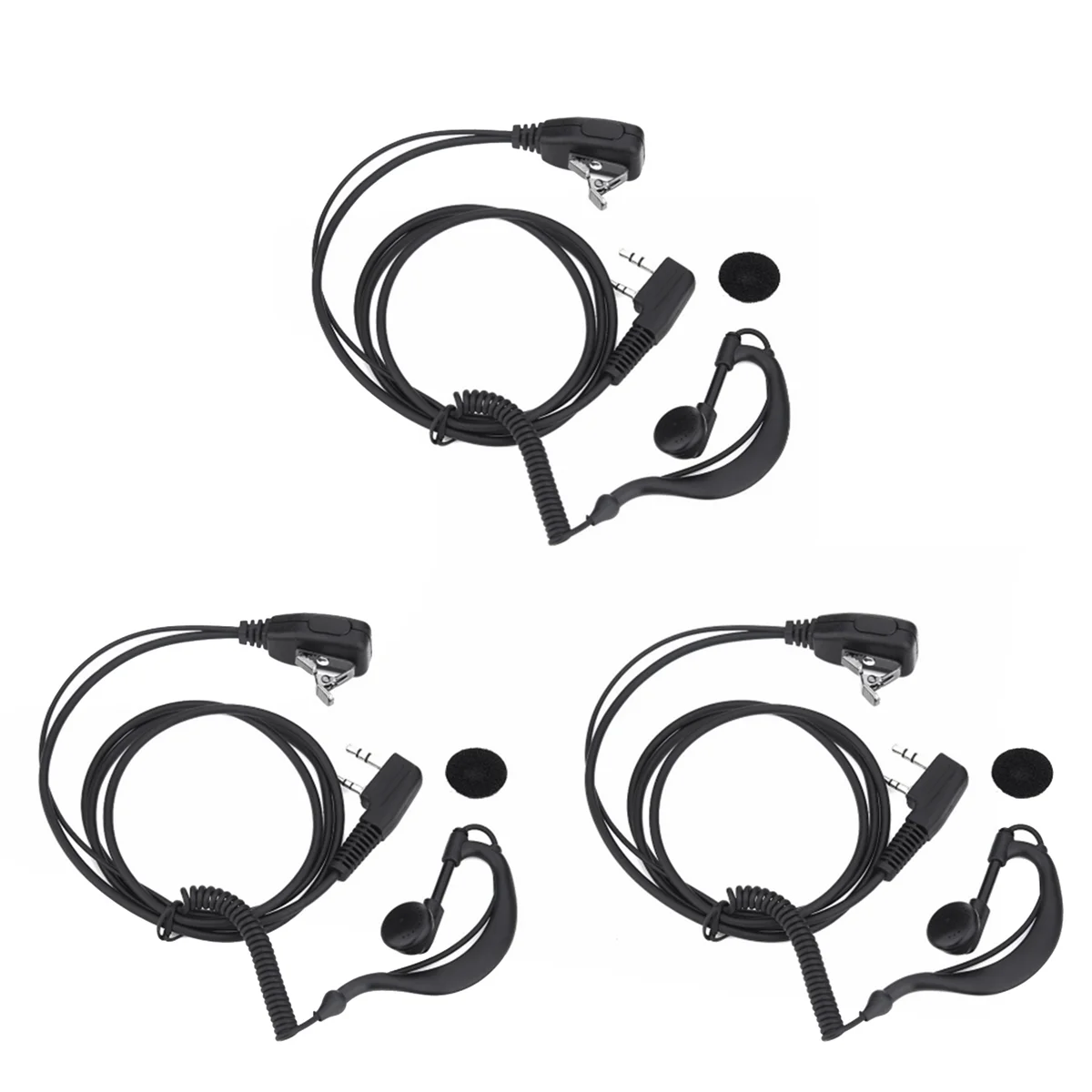 

3PCS 2 PIN Earpiece Headset PTT MIC Ear Hooks Walkie Talkie Earbud Earphone Earpiece for UV5R/KENWOOD/HYT