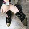 Brand Noble Black Rhinestone Men Dress Shoes Velvet Crystal Luxury Moccasins Mens Loafers Office Business Party Man casual Shoes 2