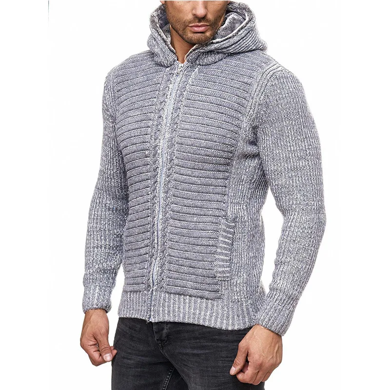 Men's Hooded Sweater Cardigan Autumn And Winter New Slim Knit Fashion Casual Large Size Sweater