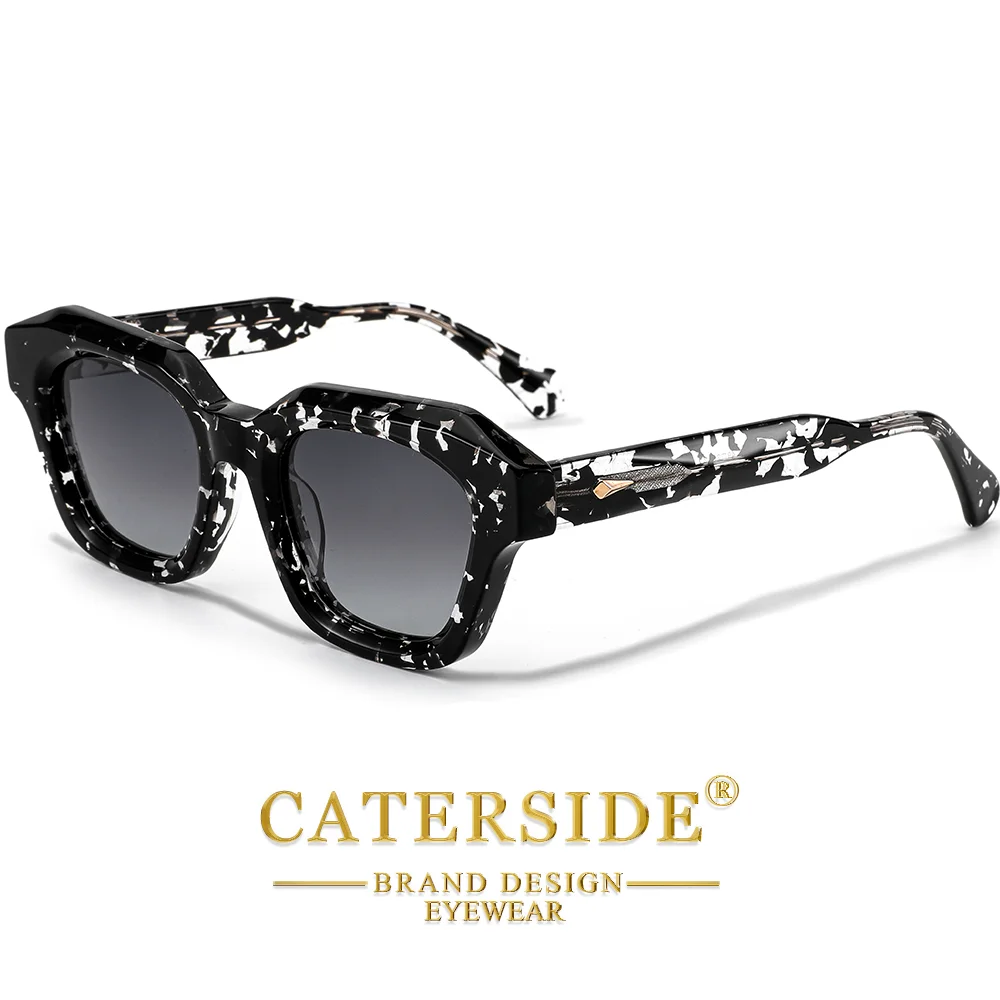 CATERSIDE Retro Herren Modische Polarisierte Sonnenbrille Acetat Rahmen Frauen Reise Partys Urlaub Geschenke Essential Gläser UV400 – Detail 5