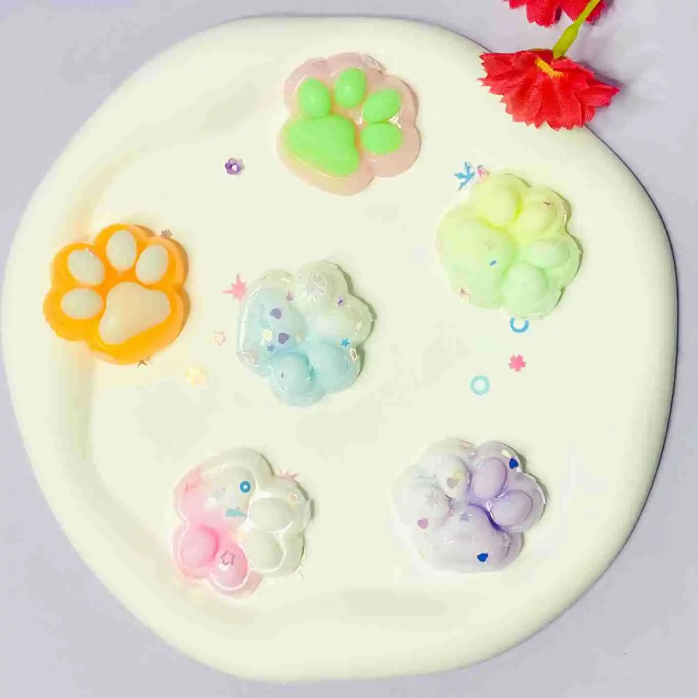Cute Soft Color Blending Antistress Foot Cat Foot Antistress Paws Toy Squishy Tapa Foot Adult Sensory Toys Girls Kids Toys Gifts 3