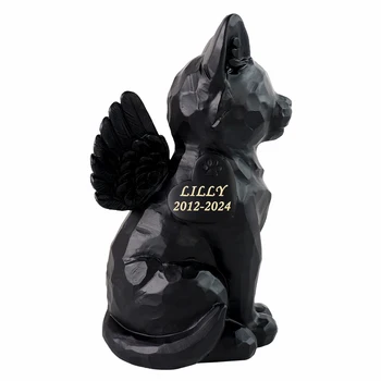 Black Cat Angel Memorial Urn 1
