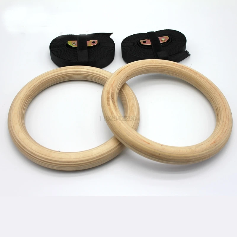 Gymnastic Rings 28MM Wood With 4.5M Adjustable Nylon Straps
