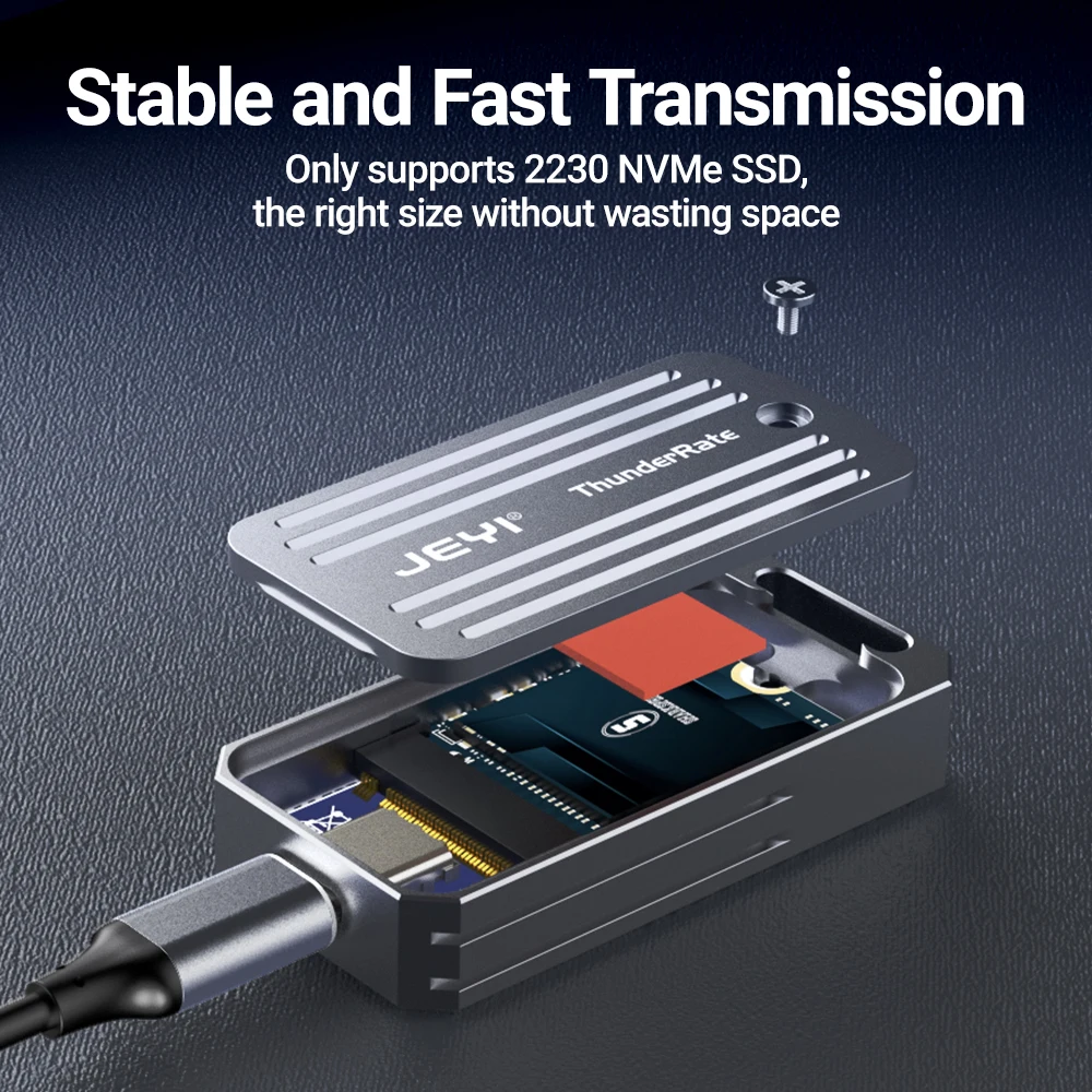 SSD Enclosure Hard Drive Enclosure JEYI 2230 NVMe SSD Enclosure PCIe USB3.2 10Gbps Aluminum M.2 Case Portable External Solid State Disk Box Supports UASP TRIM