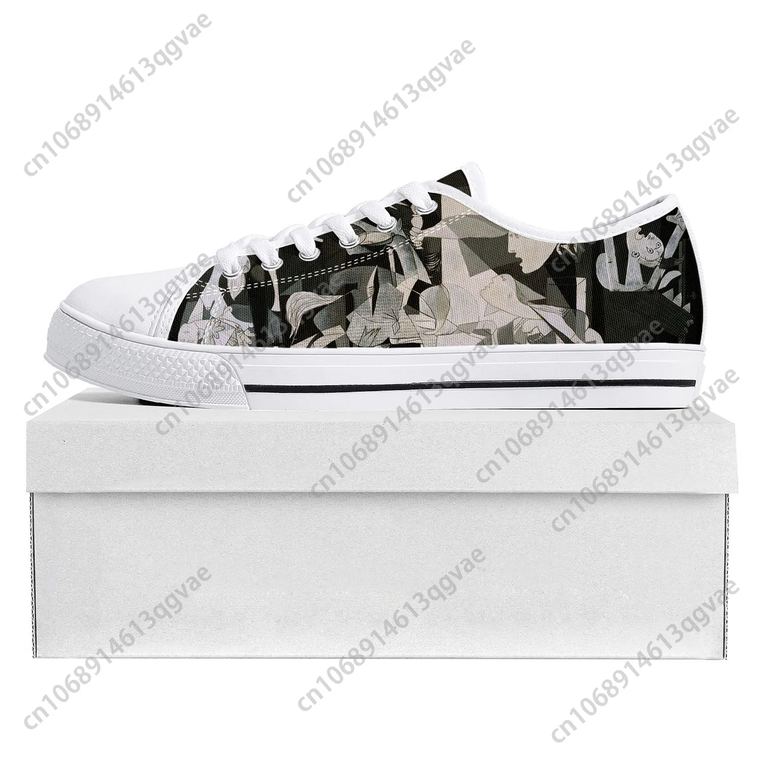 Picasso Famous Oil Paint Guernica Low Top High Quality Sports Shoes Men Ladies Teenagers Canvas Shoes Couple Custom Shoes