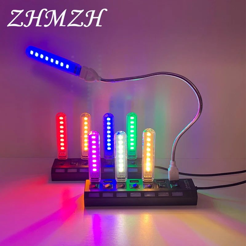 ZHMZH DC5V 8LEDs USB LED Night Light Red Yellow White Blue Green Purple 4W Eye Protection Small USB Desk Lamp Bedroom led light,desk lamp,night light,led desk lamp,mini night light,mini led light