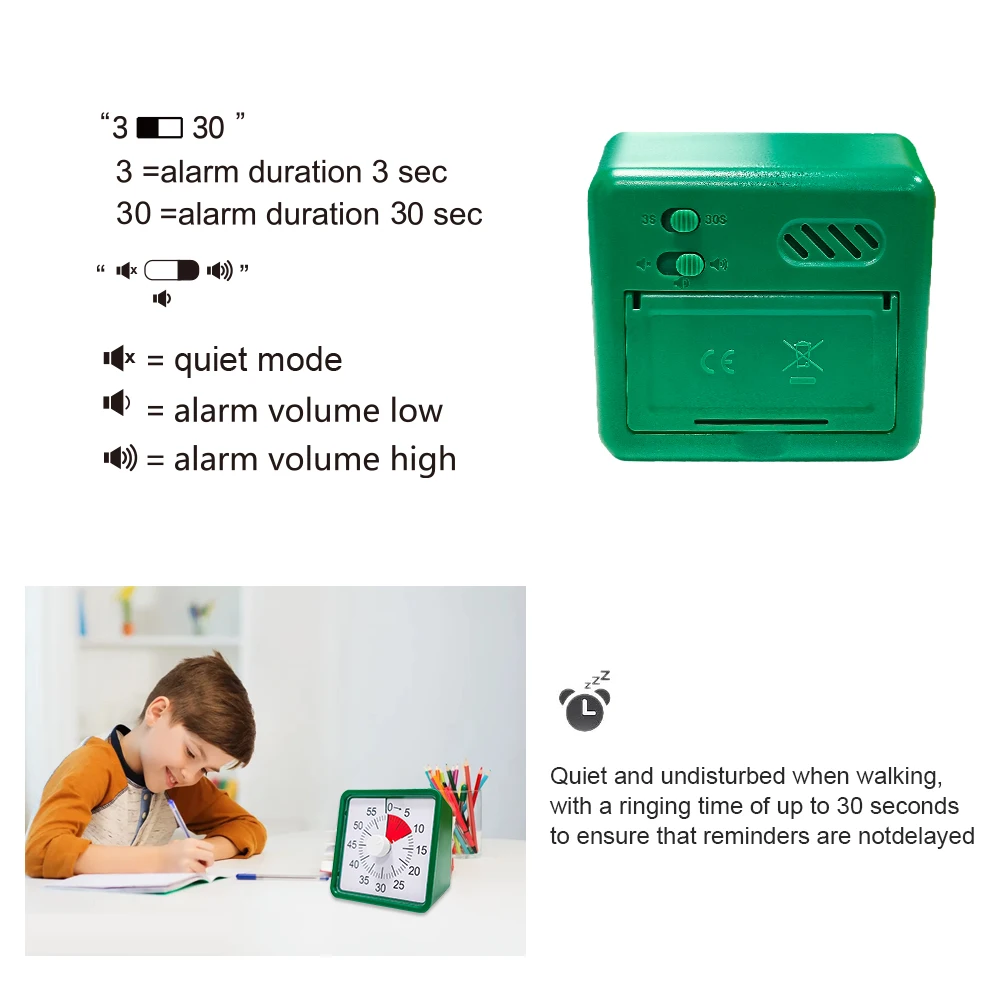 Senbos 60-Minute Mechanical Timer - Magnetic Countdown Clock For Kitchen, Gym, Classroom, Loud Alarm, No Batteries (Red)