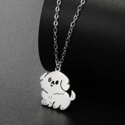 My Shape Cute Dog Pendant Necklace for Kids Children Gifts Funny Animals Charms Stainless Steel Choker Chain Christmas Jewelry