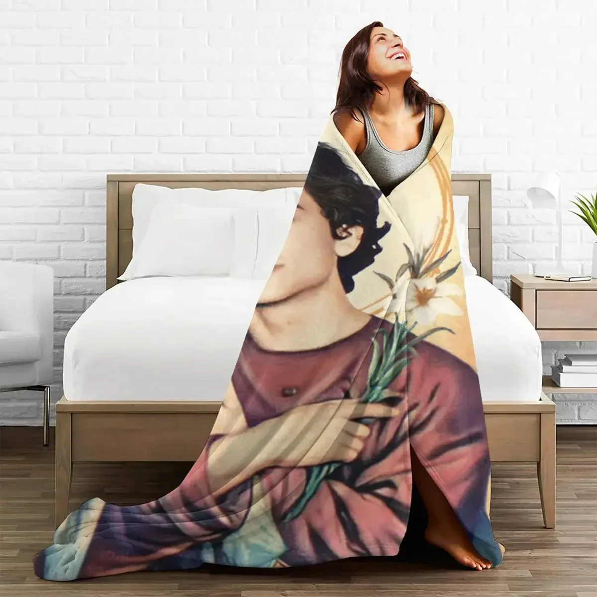 Timothee Chalamet As Jesus Flannel Blanket Christianity Funny Super Warm Bedding Throws for Bed Picnic Bedspread Sofa Bed Cover 4