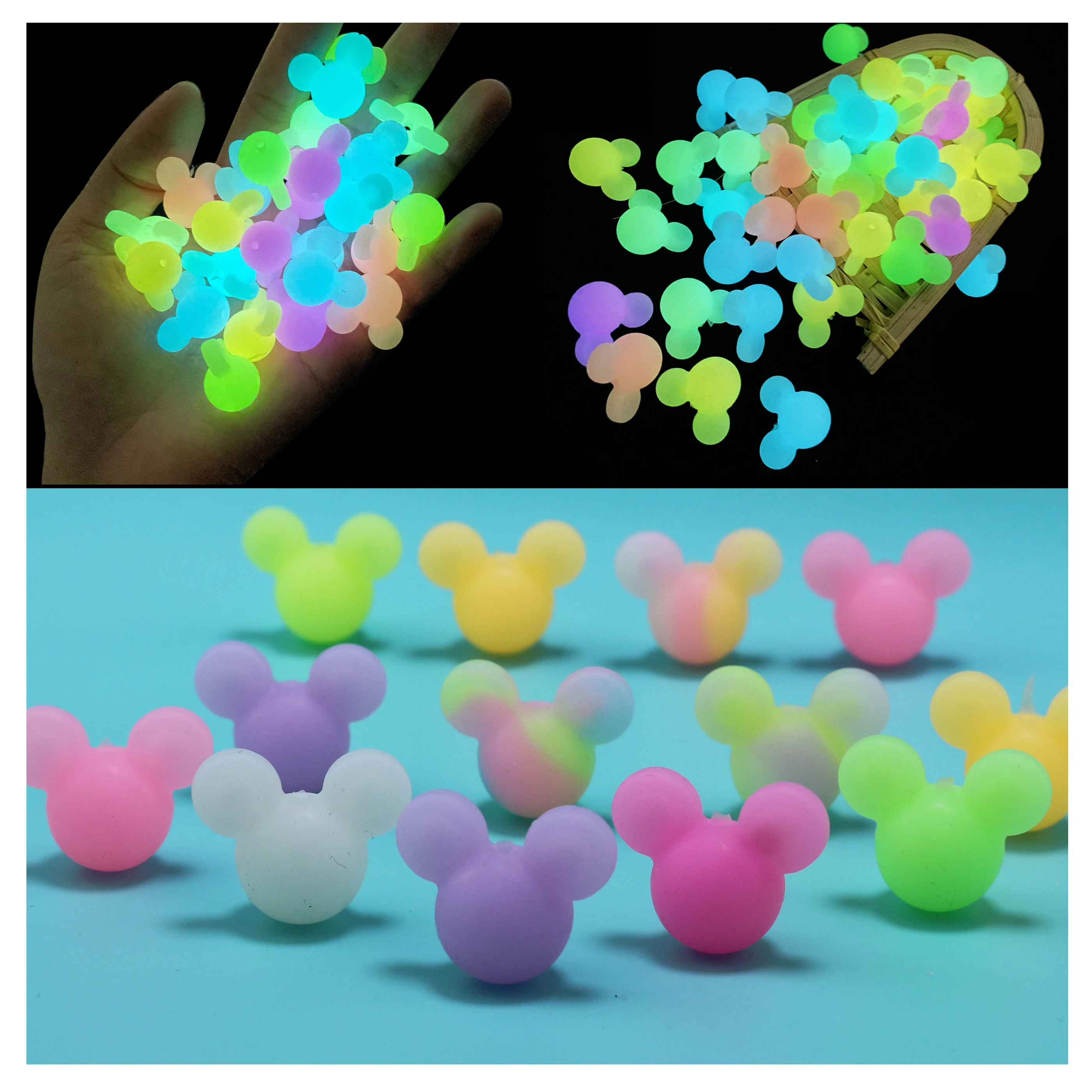 Tanie 50PC świecące w ciemności kulki silikonowe Shine Pearl Mickey Luminous zabawka dla sklep