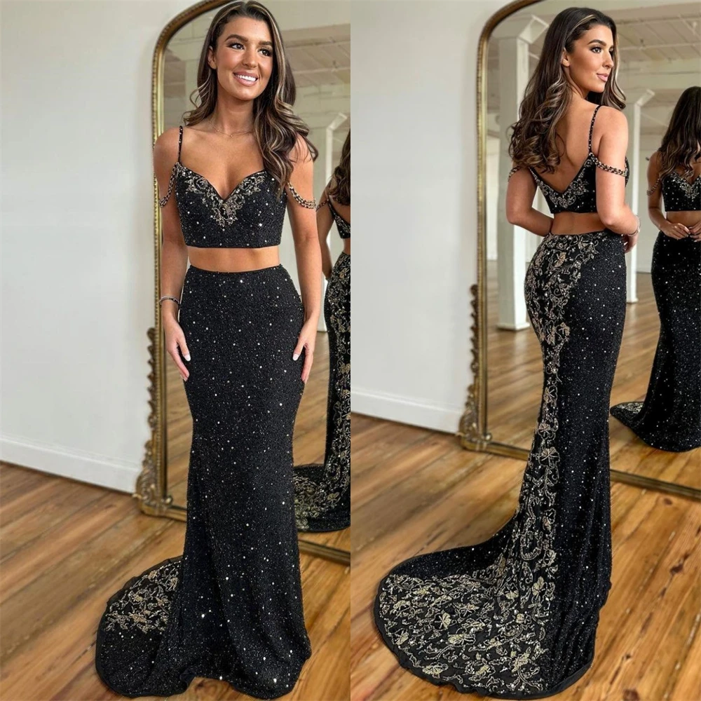 

Prom Dresses Sexy Spaghetti Sheath Cocktail Sequin Flowers Satin Occasion Evening Gownvestidos longos para eventos especiais
