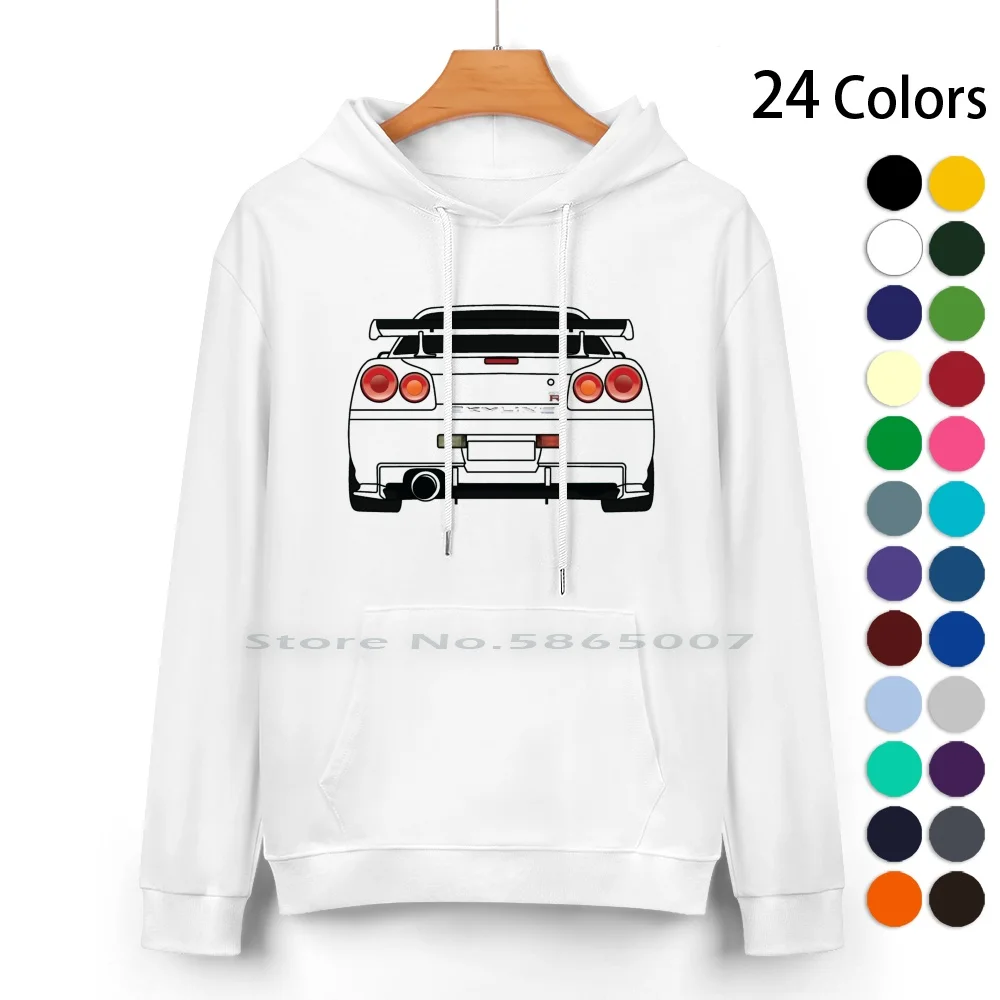 

Gtr R34 Black Pure Cotton Hoodie Sweater 24 Colors Skyline Gtr R34 R33 R32 R35 Japanese Jdm Drift Race Car Attesa Automotive