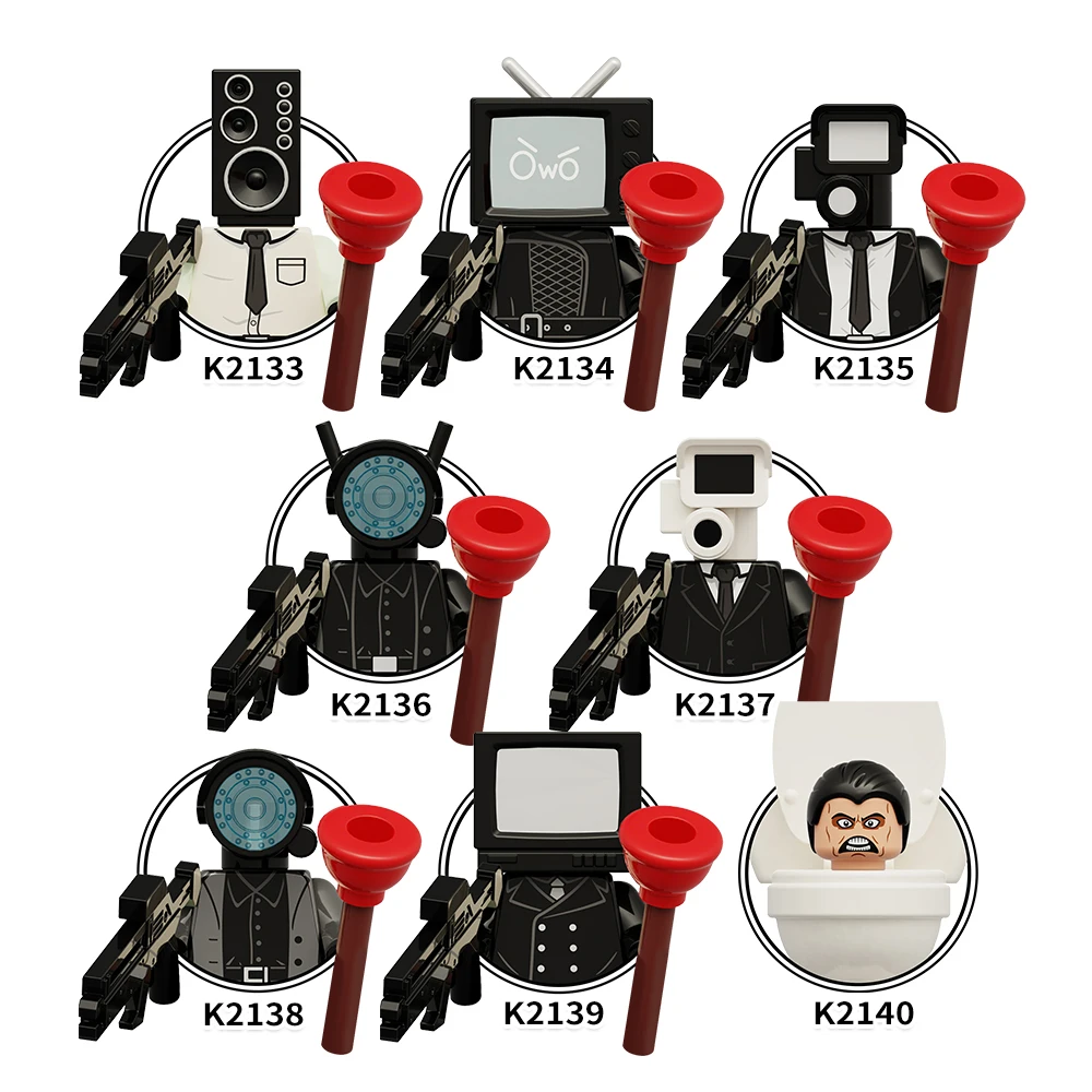 MOOXI Action Figures Parts Set MOC Bricks Skibidi Toilet Man DIY Building Block Education Toys For Children Figure Birthday Gift