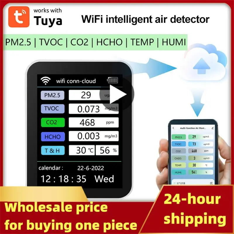 

Hcho Tvoc Co Co2 Air Quality Detector Pm2.5 Gas Detector Formaldehyde Monitor Home Air Quality Tester Temperature Humidity Pm10