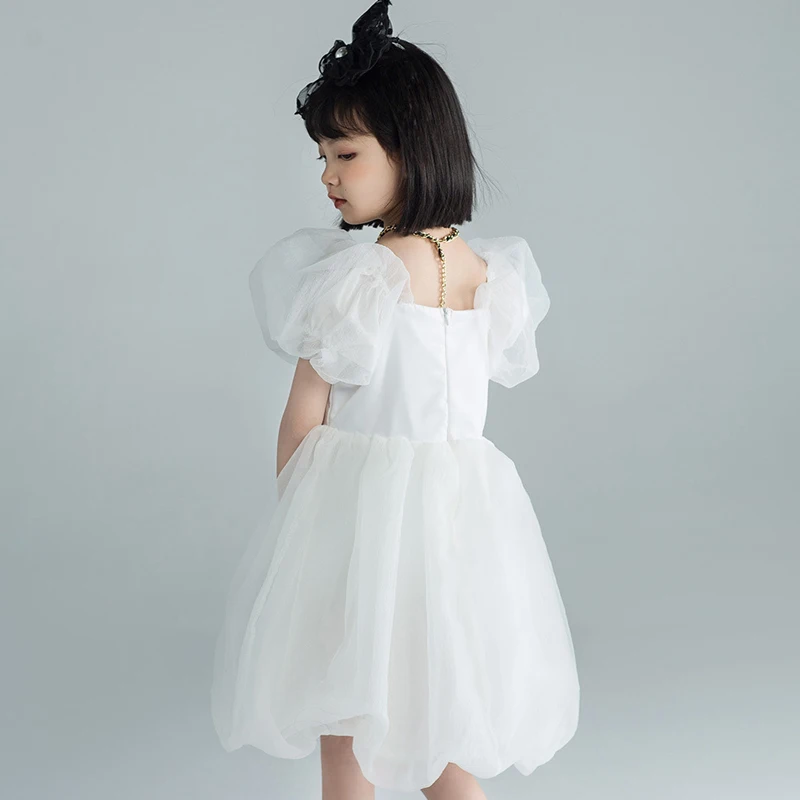 

Girls Witch Costume Dress for Halloween Puff Sleeve Flower Girls Summer Wedding White Dresses Junior Formal Black Evening Gown