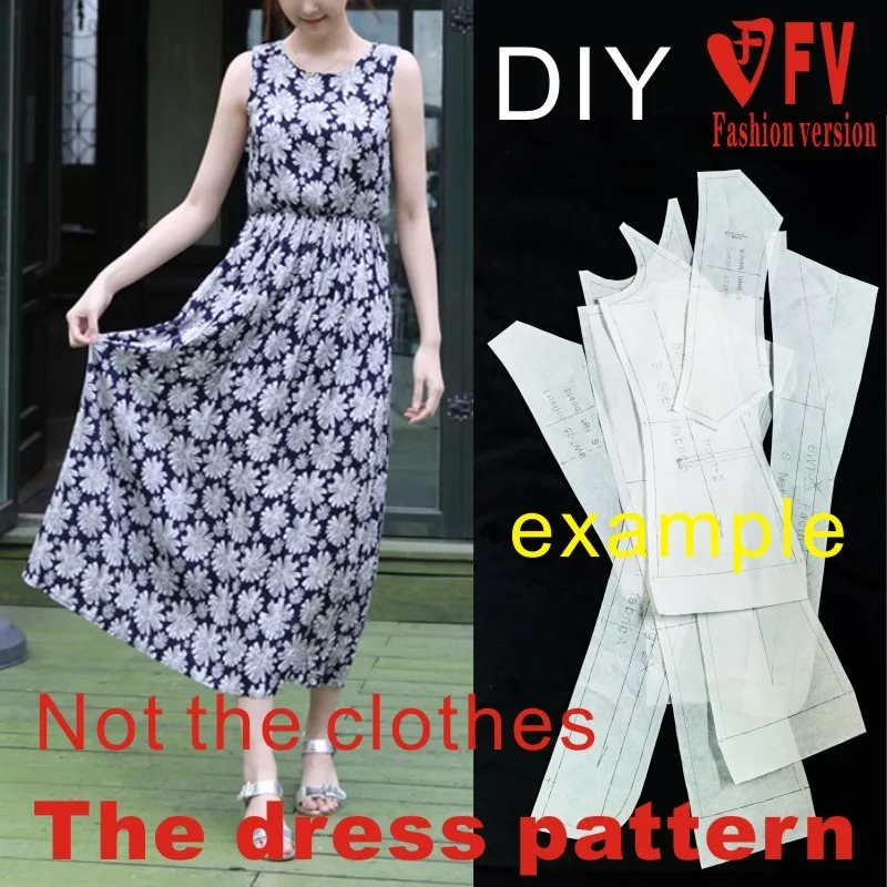 Dresses Sewing Pattern Template Cutting drawing Clothing DIY ((Not selling clothes)) BLQ-206