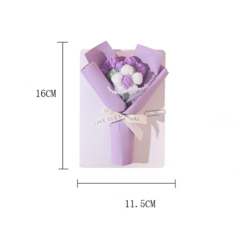 창의적인 3D 꽃다발 인사 카드 수제 크림 퍼프 발렌타인데이 니트 꽃다발