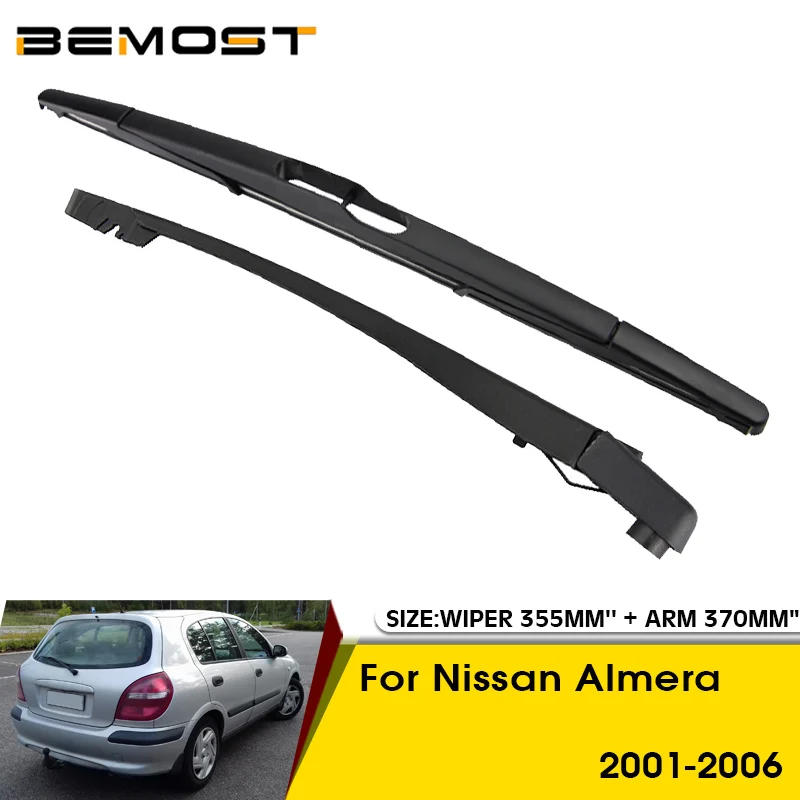 Car Wiper Blade For Nissan Almera 2001-2006 Rear Back Windshield Windscreen Rear Wiper 355mm+Arm 370mm Car Accessories