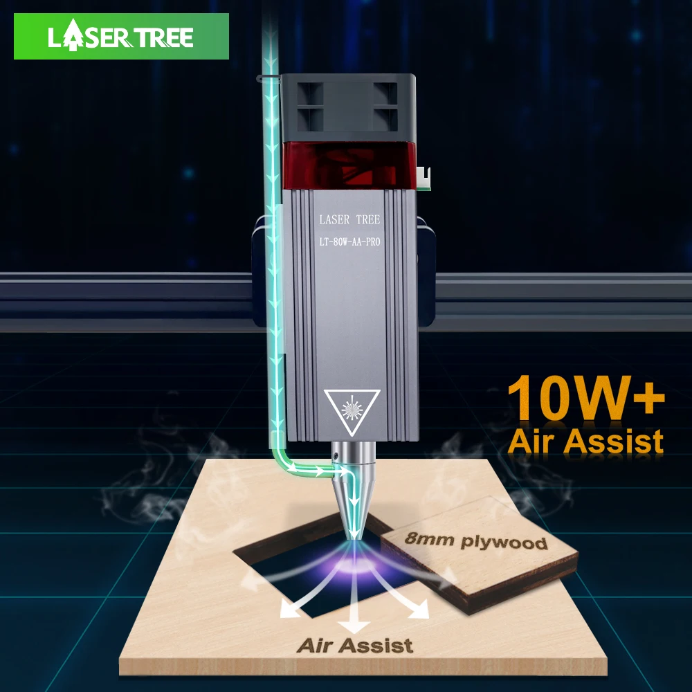 Laser Tree 80W 40W Testa Laser Con Air Assist Ttl Modulo Luce Blu Per Macchina Per Incidere Di Taglio Laser Fai Da Te Utensili Per Legno