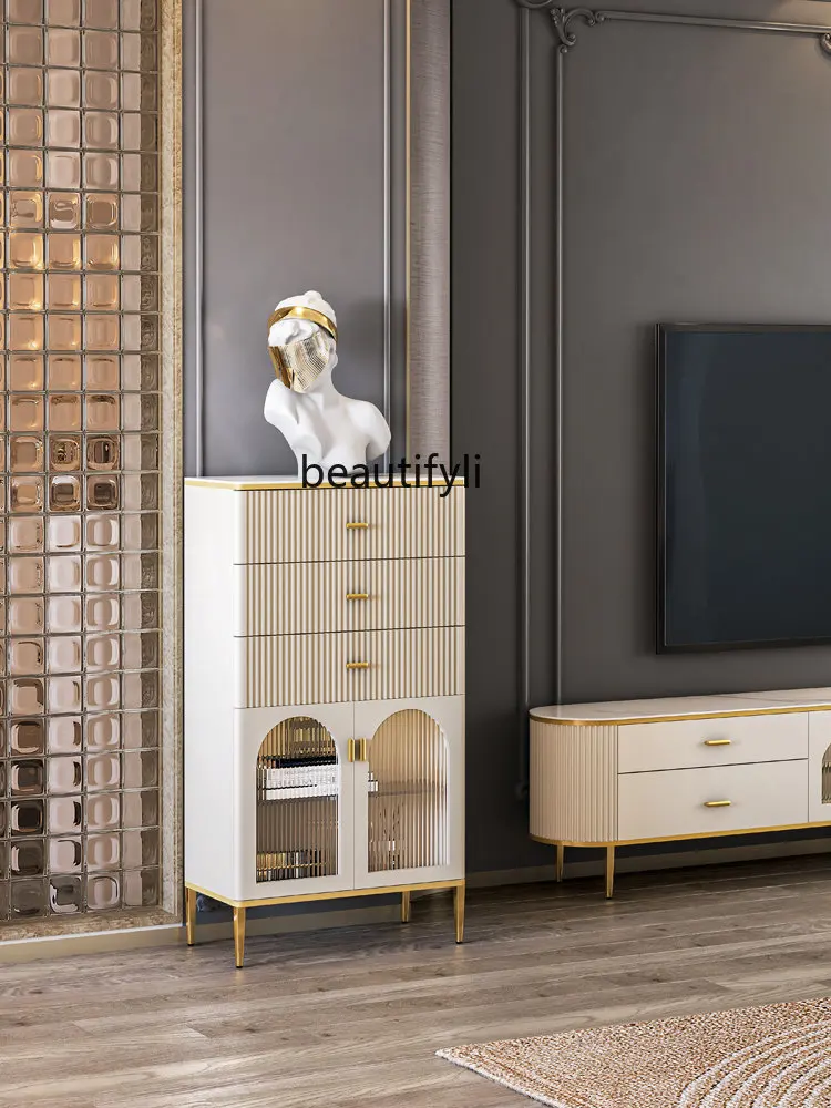 

zqTV Cabinet next to Chest of Drawers 5 Living Room Storage Locker Small Apartment Bedroom Simple Bedside Table Narrow