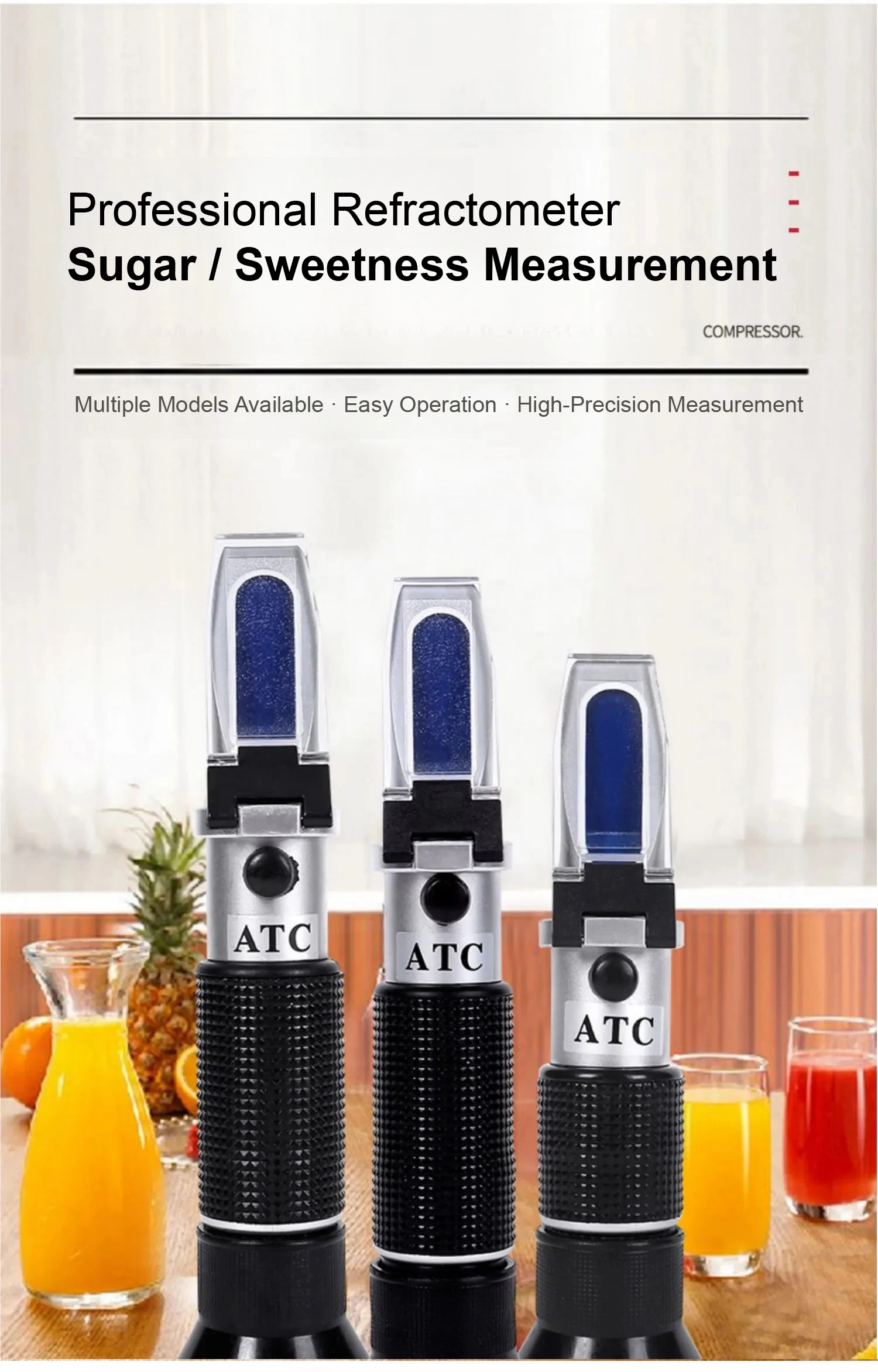 0‑90% ATC Handheld Refractometer Brix Alcohol Refractometer Portable Sugar Conte