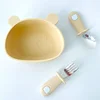 Tableware Cartoon Bear Kids Spoon Fork Set Dessert Spoon for Children Fork Baby Gadgets Feed Kid Children's Cutlery for Kids 2