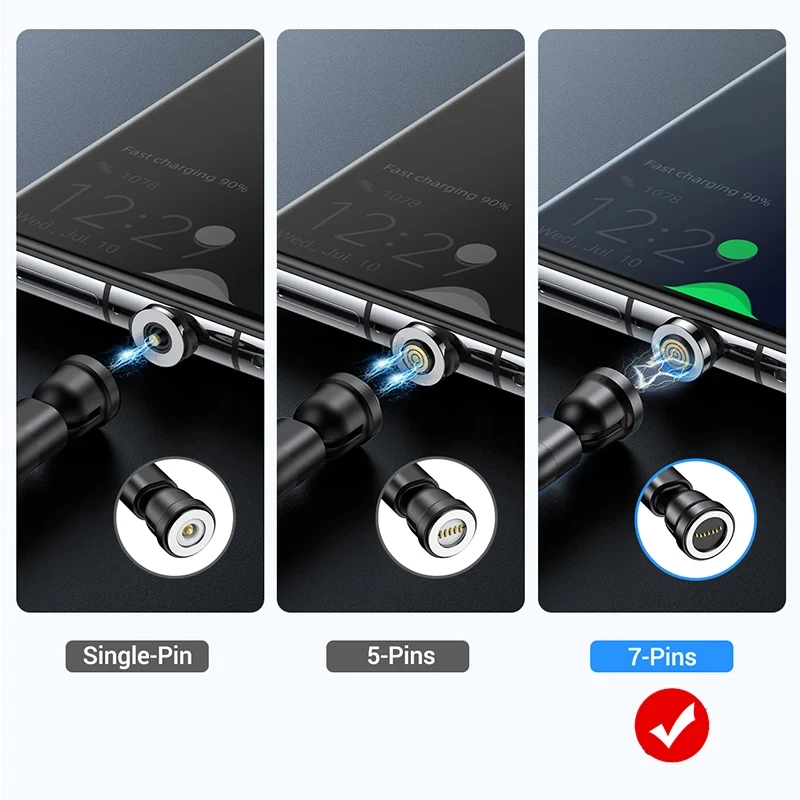Фото Магнитные наконечники для iPhone, 7 контактов, магнитный кабель типа C Micro USB, сменные детали для быстрой зарядки №4