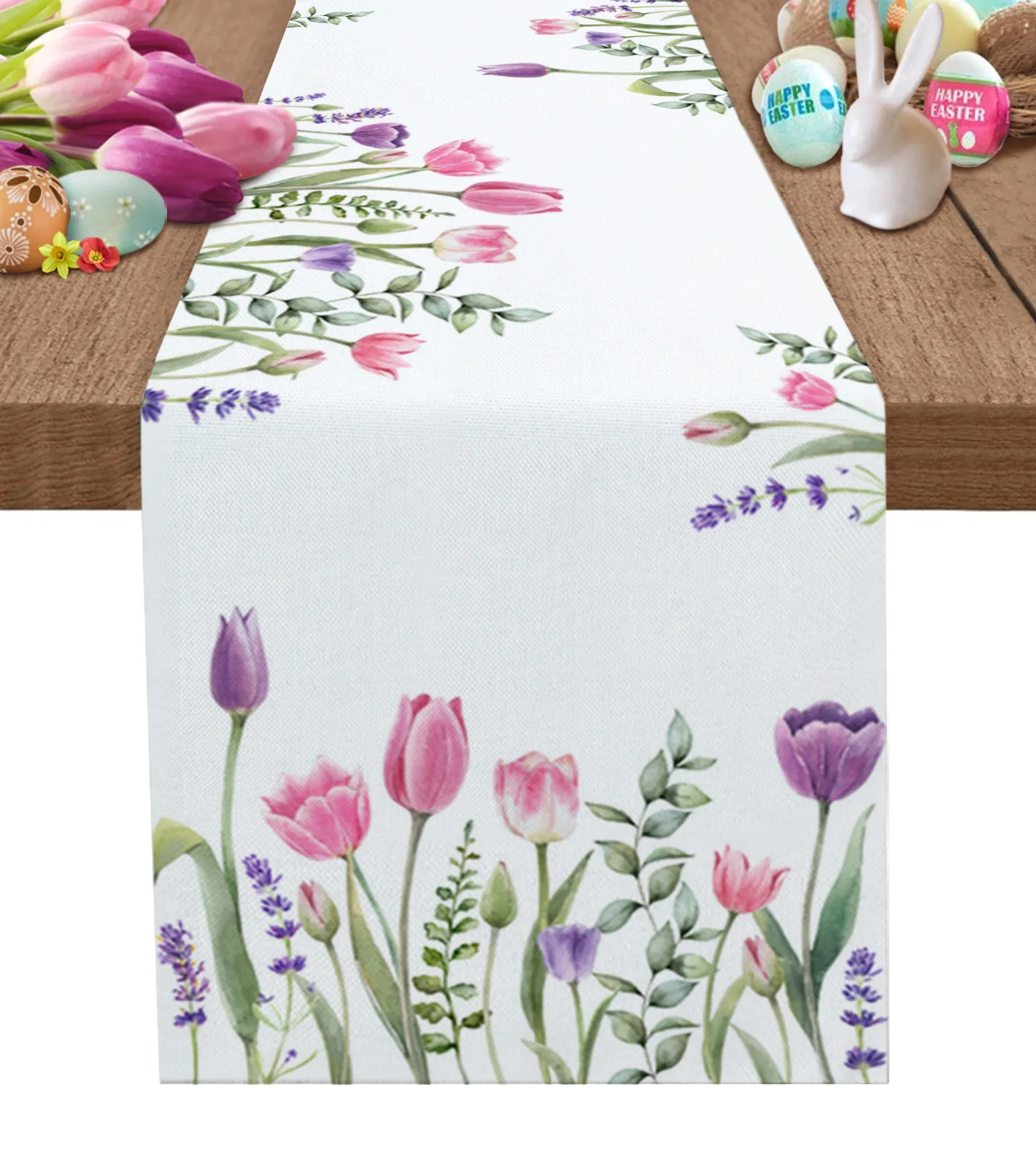 Spring Flower Butterfly Table Runner Kitchen Dinner Table Cover Wedding Party Decor Cotton Linen
