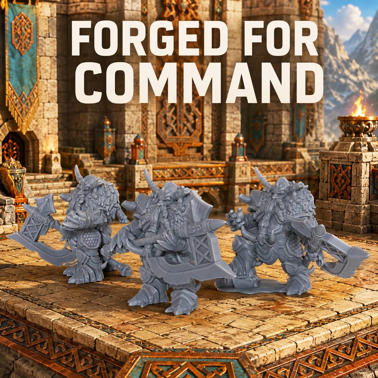 28mm Dwarf Commanders Miniature Set, Fantasy Tabletop Roleplay Gaming Figures, Detailed Armored Dwarf Leader Characters, TTRPGs