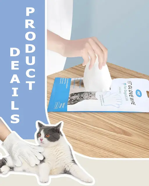 Cleaning Wipes Gloves for Dog and Cat,Pet Bathing Wipes Cleaning & Deodorizing,Dog Wipes for Body Paws Butt Daily Care,Cat Groom 5