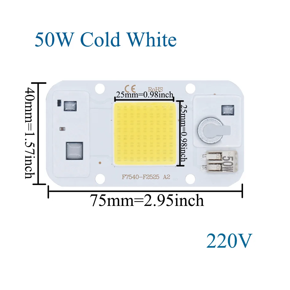 50W COB LED 220V 110V Schweißen Kostenloser PowefulLED Chip Scheinwerfer Flutlicht Integrierte LED Licht Perle Aluminium F7540 weiß Warm Diy – Detail 2