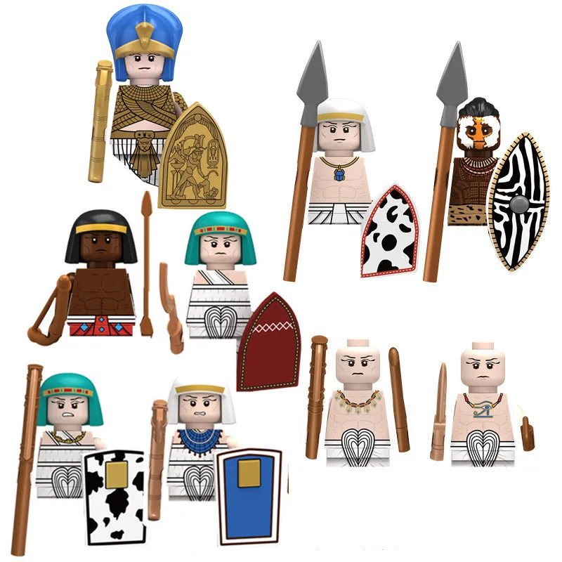 

N313-21 Medieval Egyptian Soldiers Figures Building Blocks Nubian Tribe Bricks Warrior Weapon Sword Military Model Children Toys