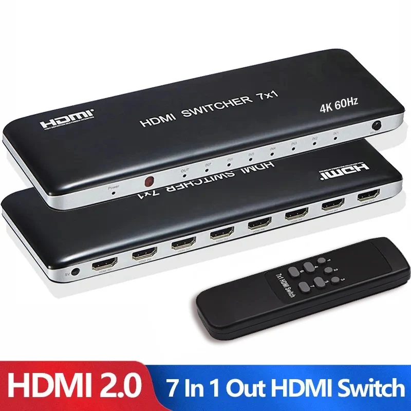 4K 60Hz Hdmi Switch 7X1 Hdmi 2.0 Switcher 4X1 3X1 Hdmi Video Audio Switch Supporto Hdr Hdcp2.2 Per Ps3/4 Xbox Dvd Pc Hdtv Monitor