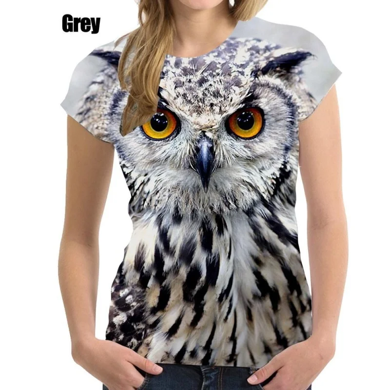 

Funny Owl 3D Print T-shirts For Women Summer Round Neck Tee Shirt Femme Fashion Casual T-shirts