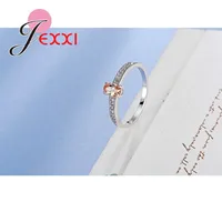 925 Sterling Silver Ring Elegant  Style Warm Tone Orange&Yellow Crystal Stone For Women Girl Christmas Present Party Prom 2