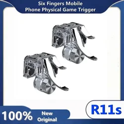 2Pcs ABS Six Finger Mobile Phone Game Trigger R11S for PUBG Aim Shooting L1 R1 Alloy Key Button for IPhone Samsung Xiaomi Huawei