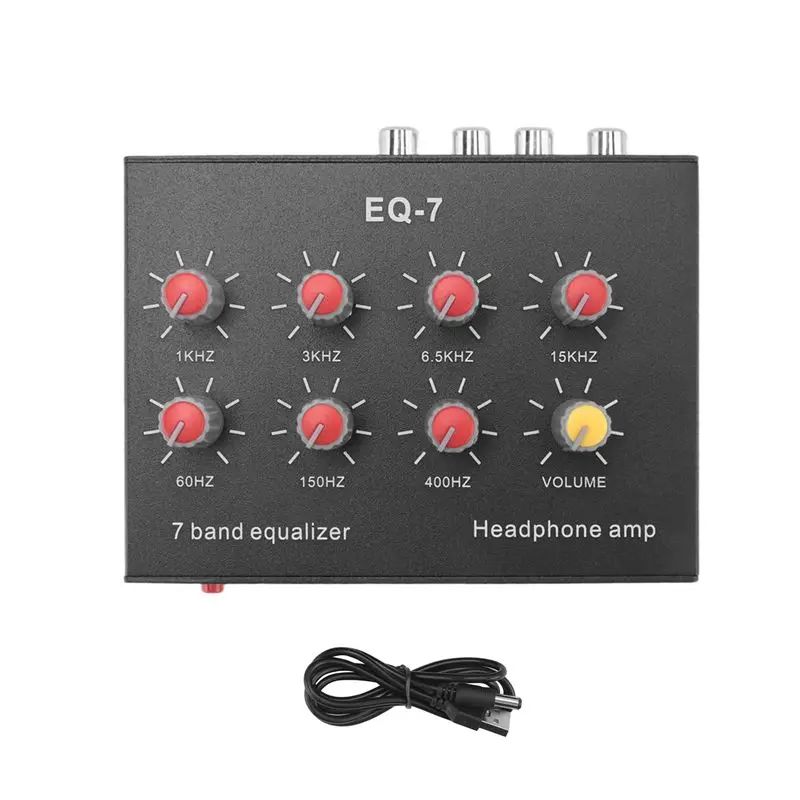 A23F-EQ-7 차량용 오디오 헤드셋 앰프 7밴드 EQ 이퀄라이저 2채널 오디오 믹서 이퀄라이저 디지털 사운드 이퀄라이저