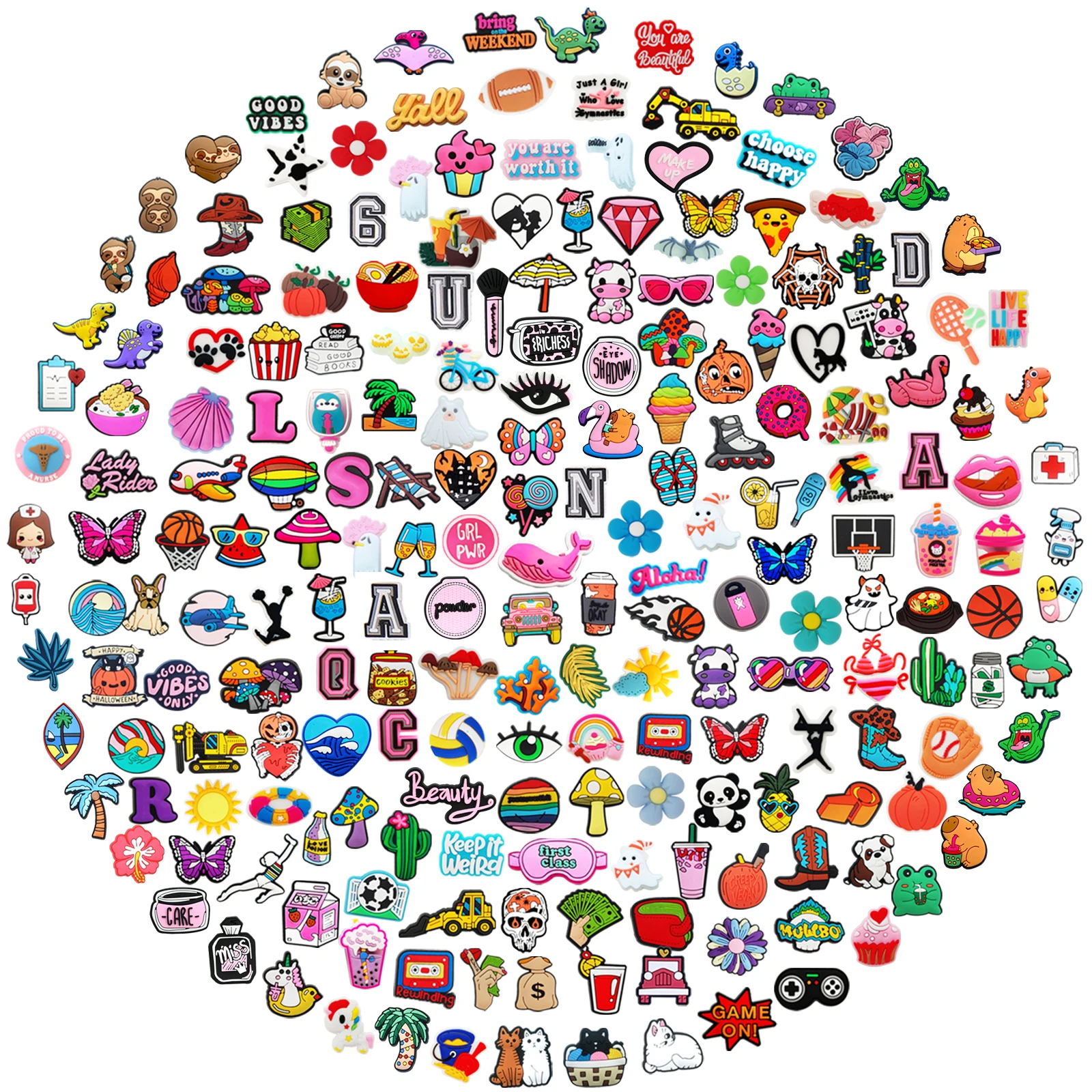 Lot of  20/30/50/100/200Pcs Random Shoe Charms for Sandals,Shoe DIY Decoration Charms Accessories Shoes Pins Bubble Sl
