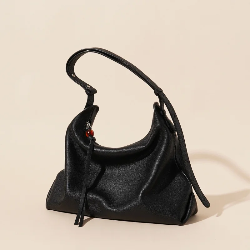 Genuine Top Layer Cowhide Women's Bag High End Crossbody Commuter Bag Simple Large Capacity Exquisite Ladies Shoulder Bag