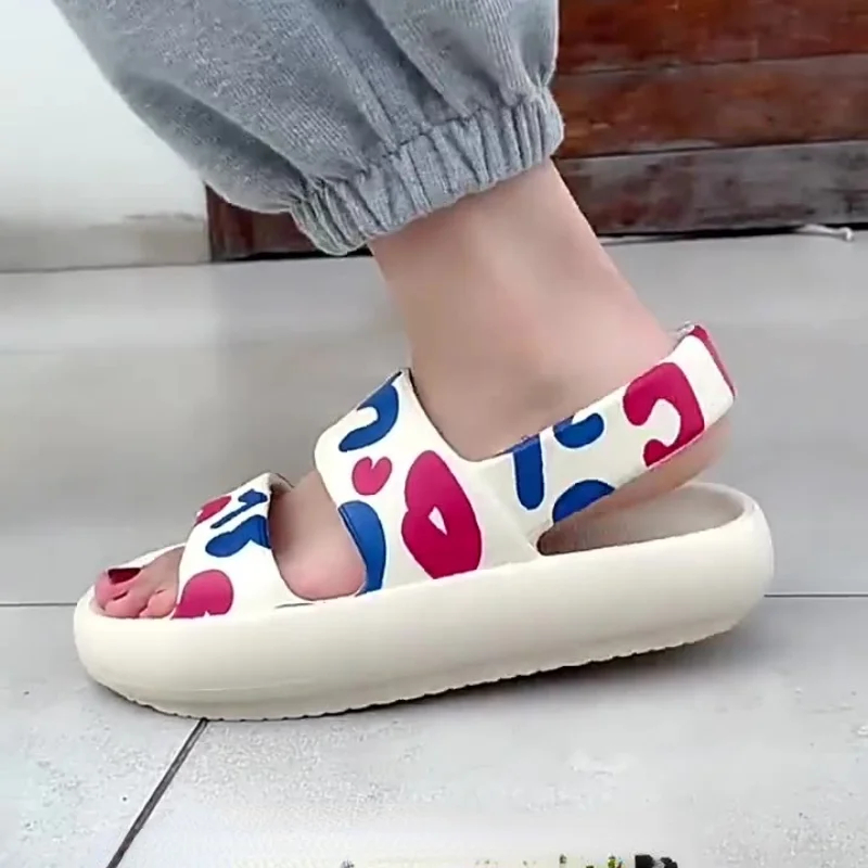 

Mr Co Outside Sandals Summer Platform Shoes Printing Beach Female Slippers OutdoorThick Sole Non-slip Thick Bottom Soft Bottom