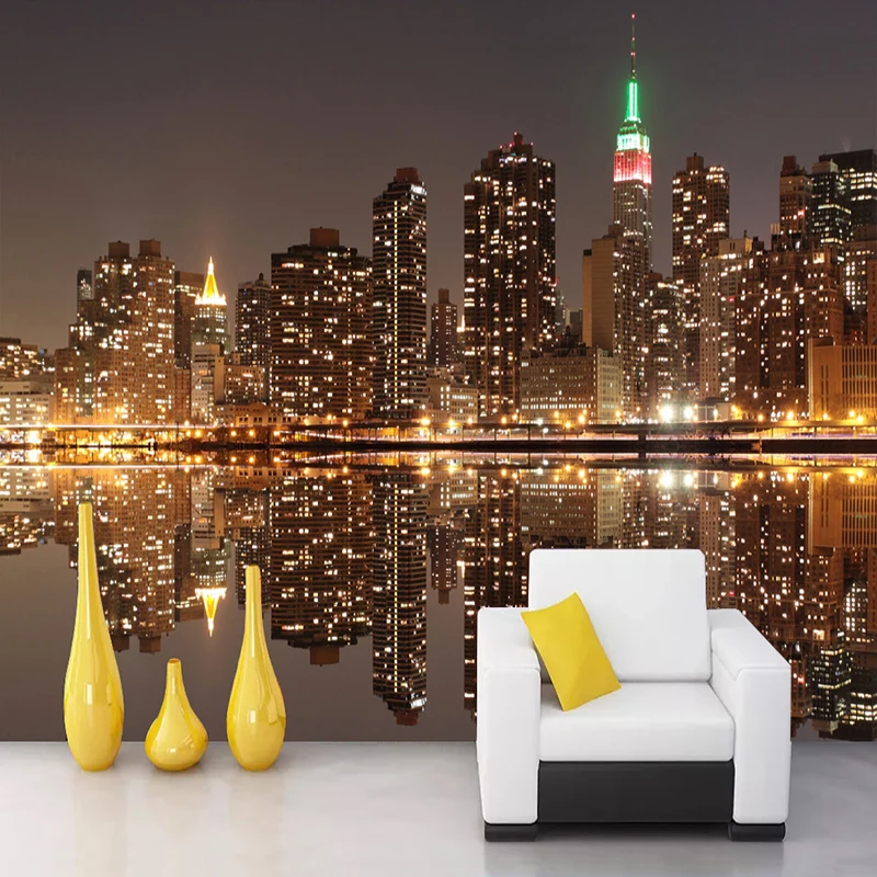 Beautiful Night View Of The City Outside The Window Living Room Bedroom Tv  Background Wall 3d Wallpaper - Wallpapers - AliExpress