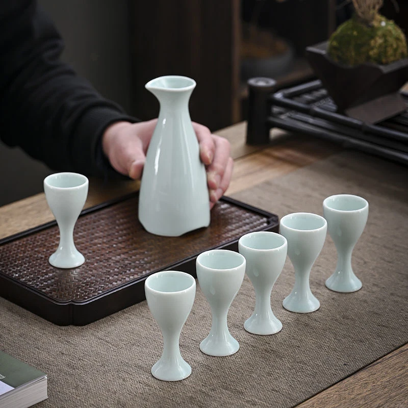 10ml Chinese Spirits Solid Ceramics Small Cup Vintage Baijiu Japanese Kitchen 9 Flagon Drinkware Shot Glasses One Pot Eight Cups