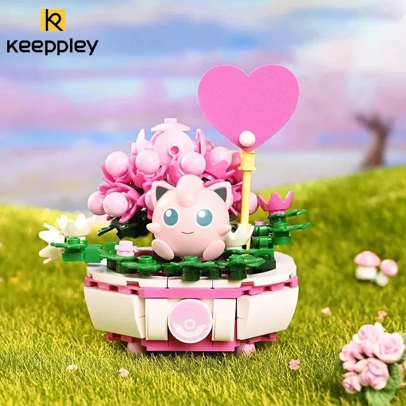 Keeppley Pokemon Building Block Pikachu Charmander Squirtle Model Toy HomeDecoration Plant Potted Flower Brick  Toy Child Gift 3