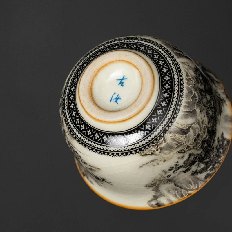 65ML Landscape Ru Kiln Master Cup Household Tea Cup Handmade Tea Bowl Smelling Cup Teaset Supplies Teaware A Cup Of Tea