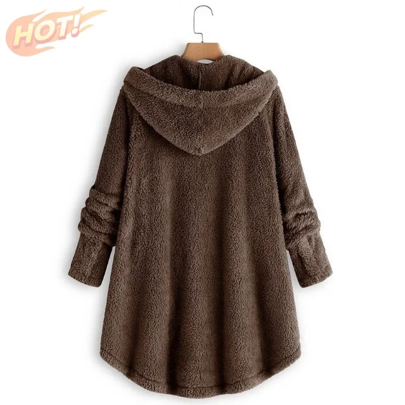 Autumn Winter Coat Women Warm Coat Wool Jacket Female Plush Coat Hooded Jacket New Women's Coats Solid Color Jacket1