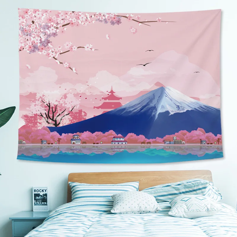

Japanese Hanging Cloth Hand-painted Mount Fuji Retro Online Celebrity Background Bedside Bedroom Decoration And Windy Wall Cover