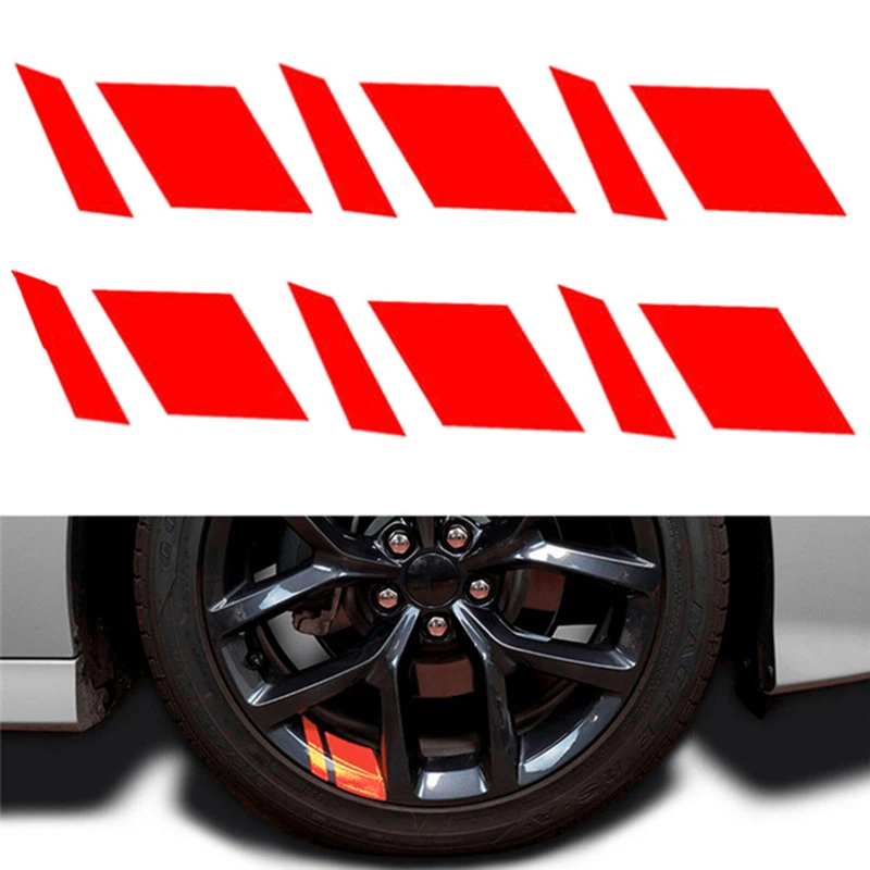 Reflective Car Wheel Hub Rim Decal Stripes - Set of 6