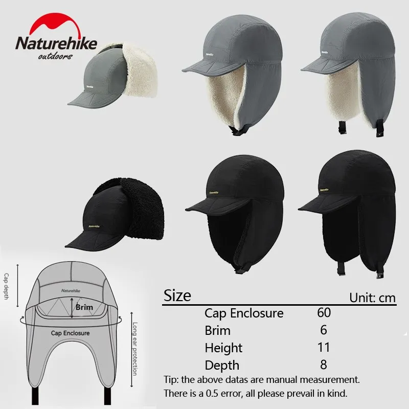 Naturehike Outdoor ski Artificial Lamb Down Cap Winter Camping Waterproof Fur Flying Cap Thicked Warm Lei Feng Protect Ears