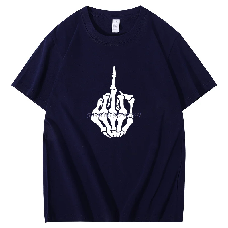 

New Summer men's short sleeve t-shirt Coming Middle Finger Skeleton Hand Funny Skull graphic t shirts Men's clothing